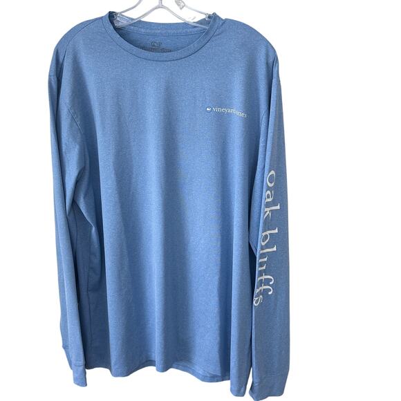 Vineyard Vines Performance Ocean Blue Long Sleeve Tee Oak Bluffs Mens Size Large - Picture 1 of 5